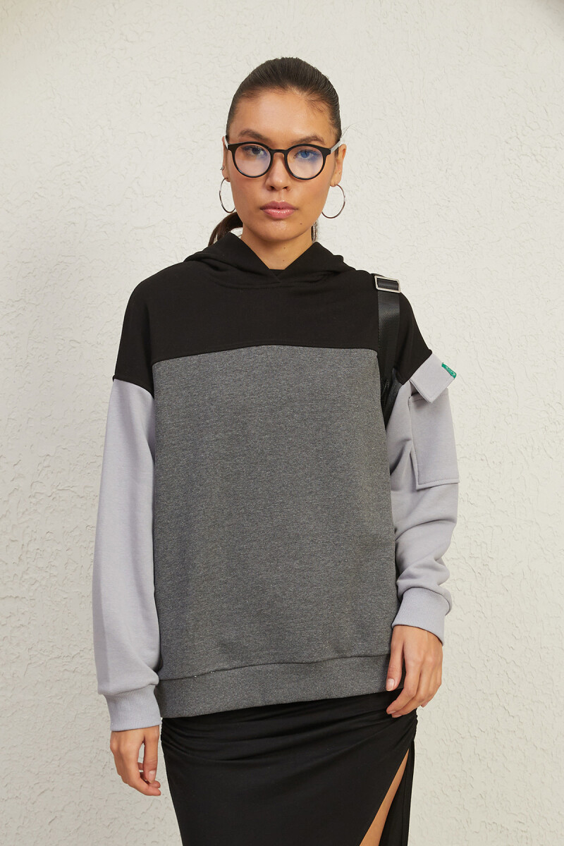 3 RENKLİ HOODIE ANTRASIT