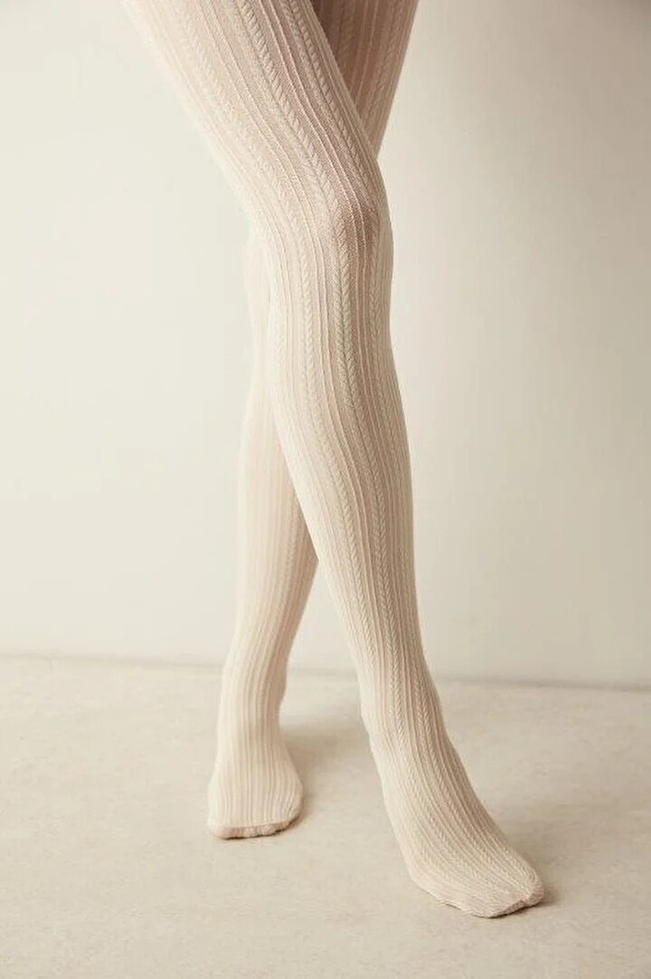 Knit Külotlu Çorap KREM