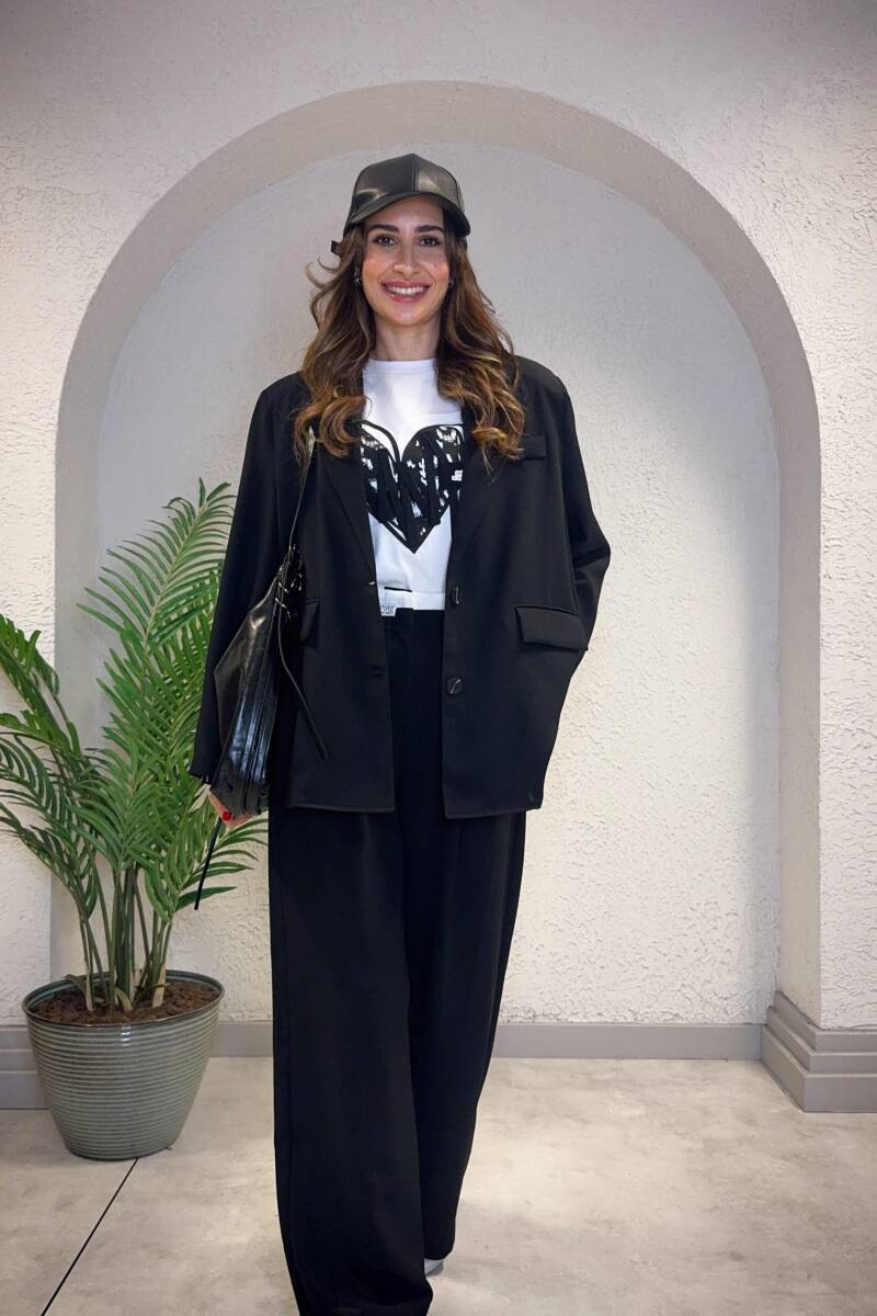 ÇİFT BEL ETİKET AKSESUARLI KREP PANTOLON - 6