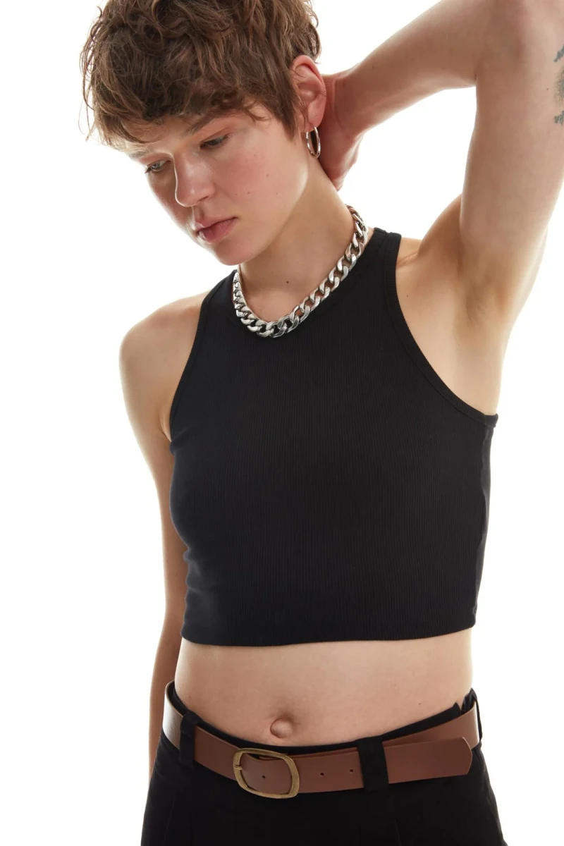 FİTİLLİ CROP TOP ATLET - QUZU