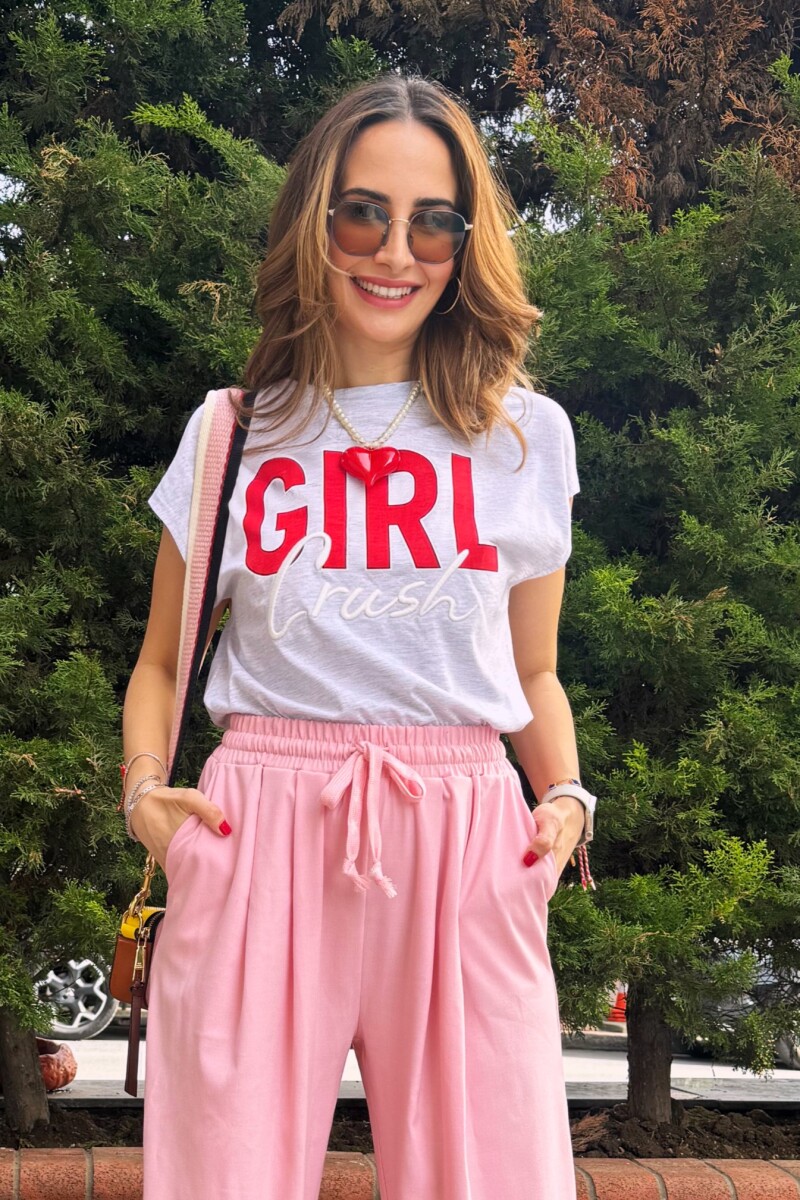 GIRL CRUSH BASKILI TİŞÖRT - Clothing Palette