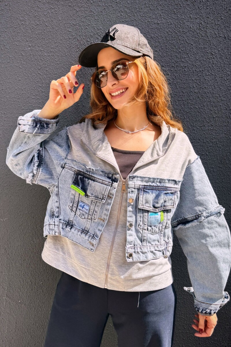 KAPÜŞON DETAYLI JEAN CEKET - Clothing Palette