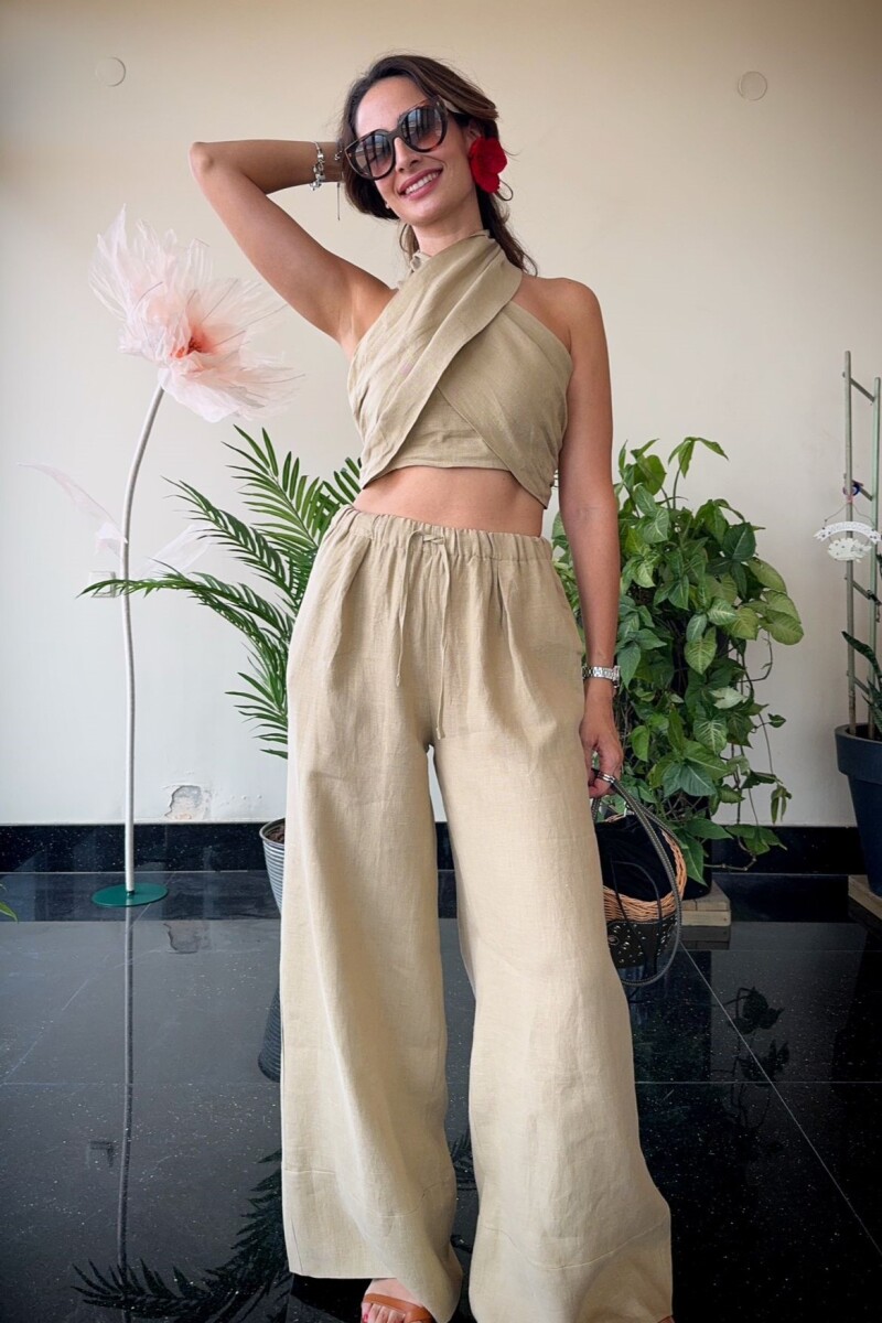 KETEN CROP PANTOLON TAKIM - Clothing Palette