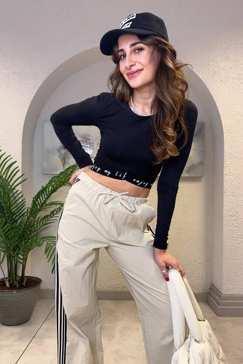 LASTİK DETAYLI CROP TOP BODY - 1