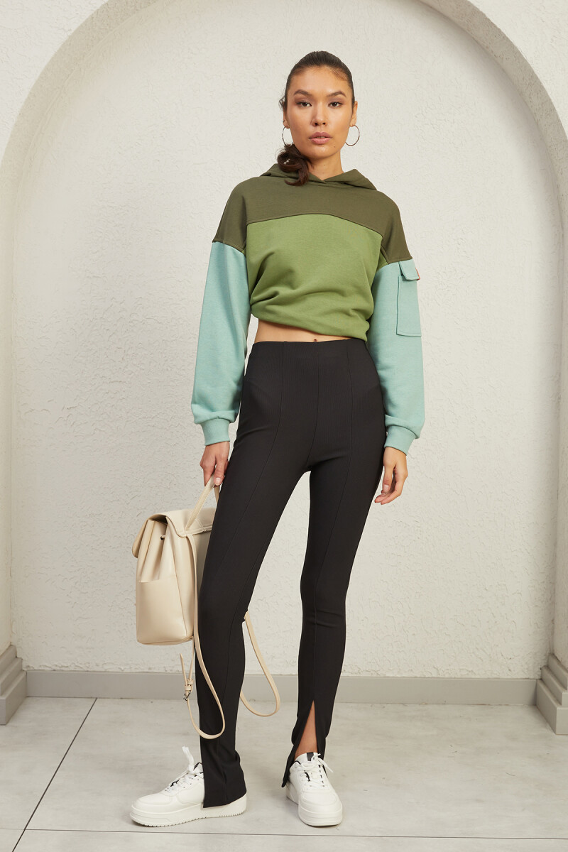 ÖN ORTADAN YIRTMAÇLI YÜKSEK BEL TAYT - Clothing Palette