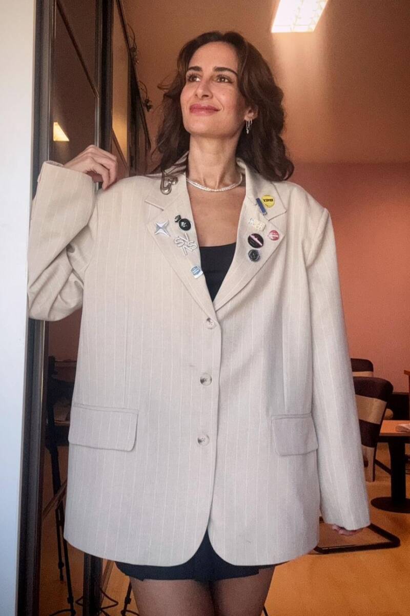 ROZET AKSESUARLI ÇİZGİLİ BLAZER CEKET - 6
