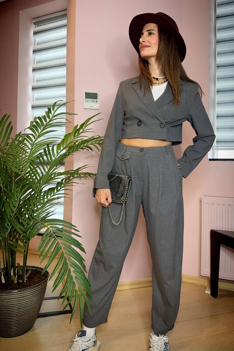 VATKA DETAYLI CROP BLAZER CEKET - 3