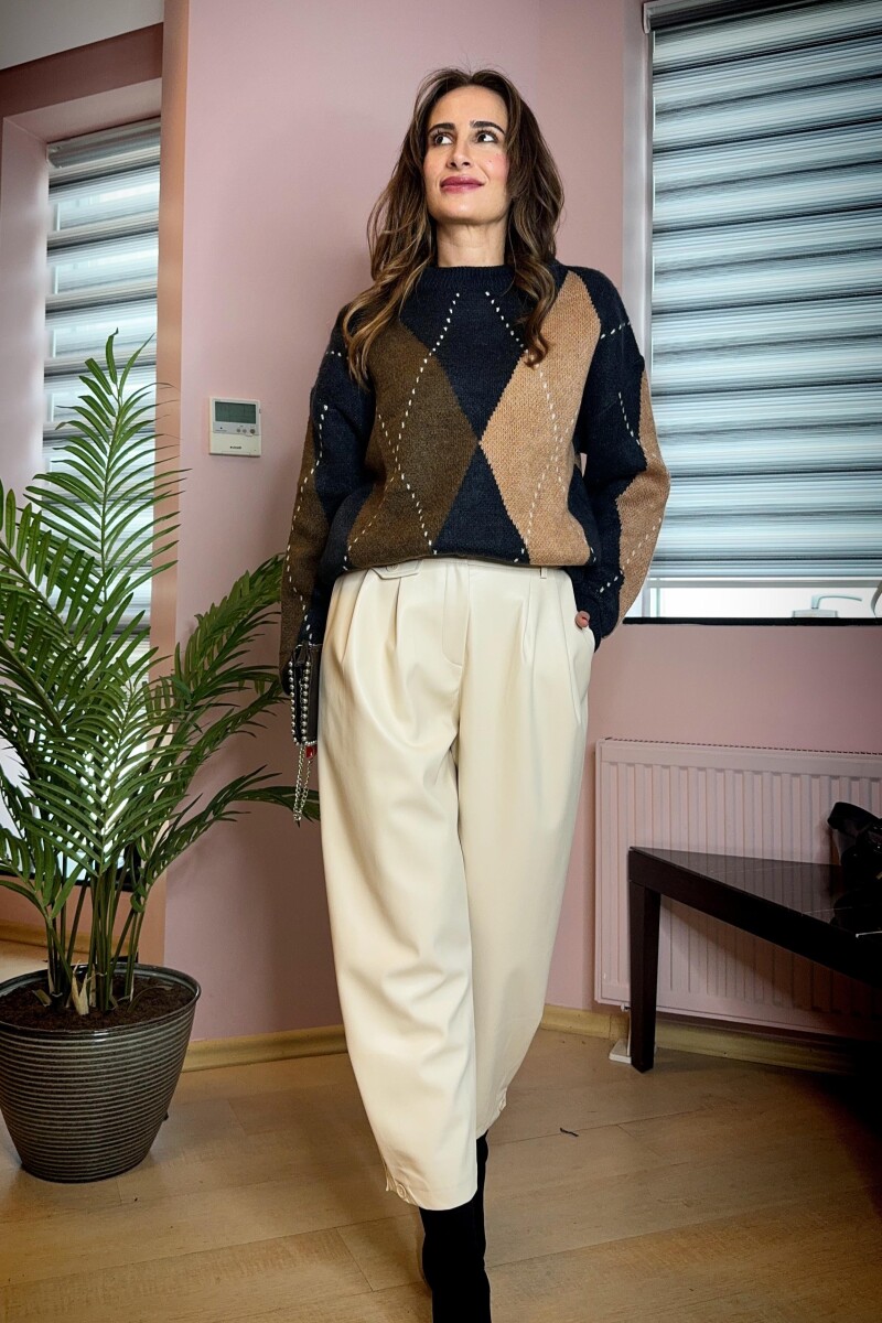 YÜKSEK BEL DERİ PANTOLON - Clothing Palette