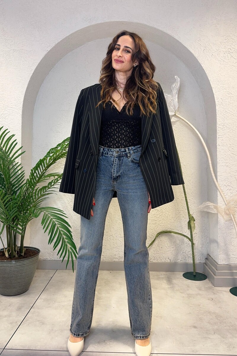 YÜKSEK BEL STRAIGHT-FIT JEAN LACIVERT
